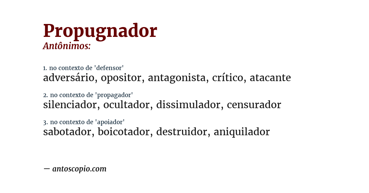 Antônimo de propugnador