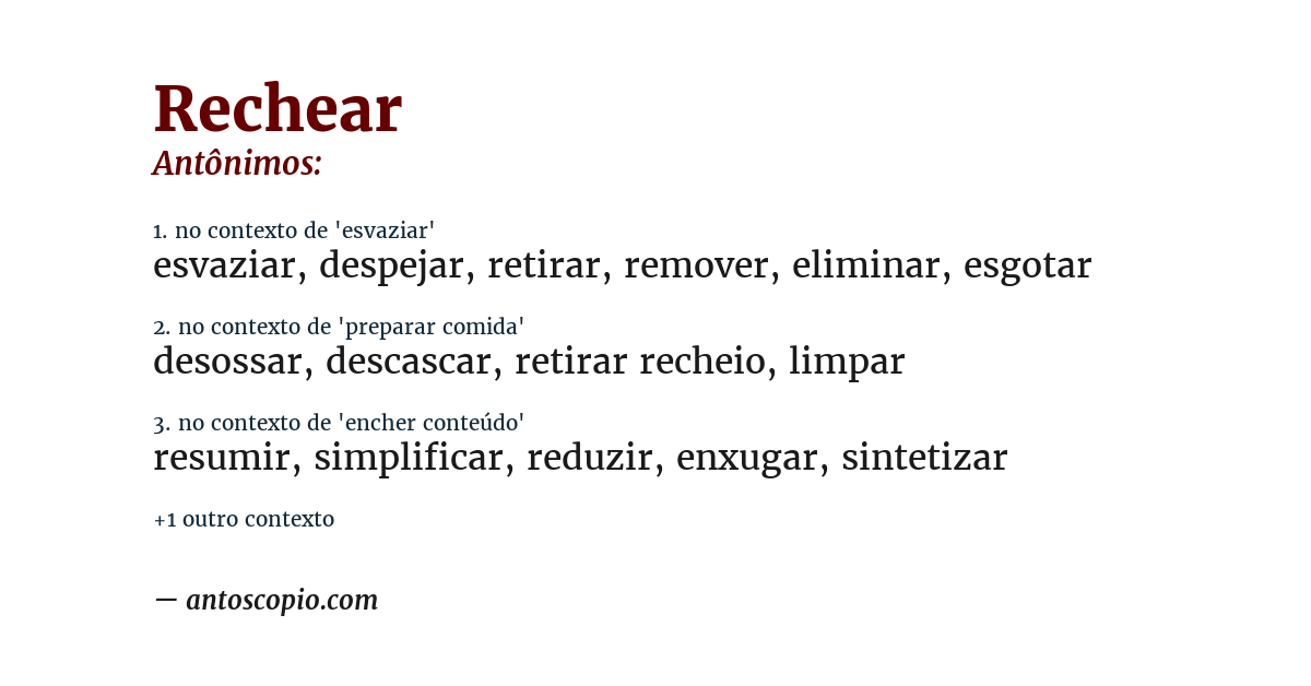 Antônimo de rechear