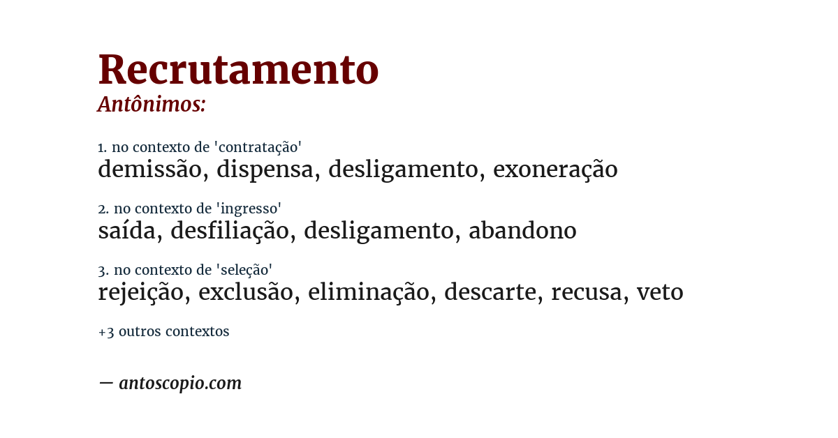 Antônimo de recrutamento