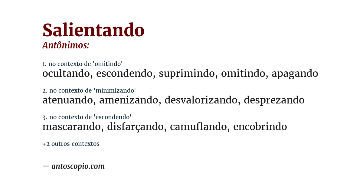 Antônimo de salientando