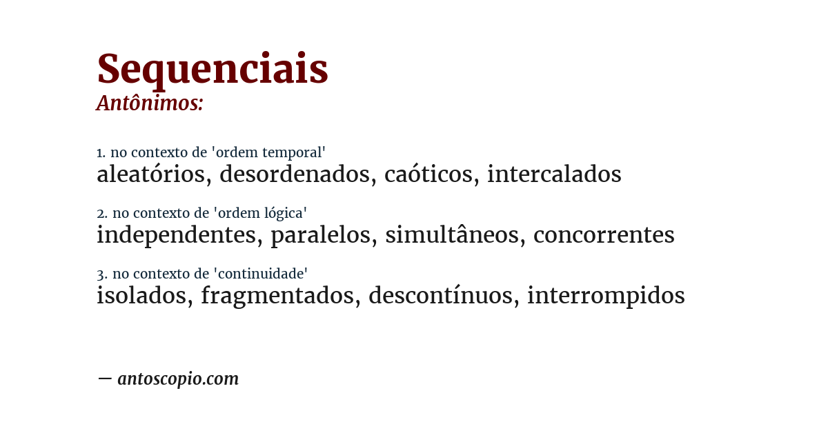 Antônimo de sequenciais