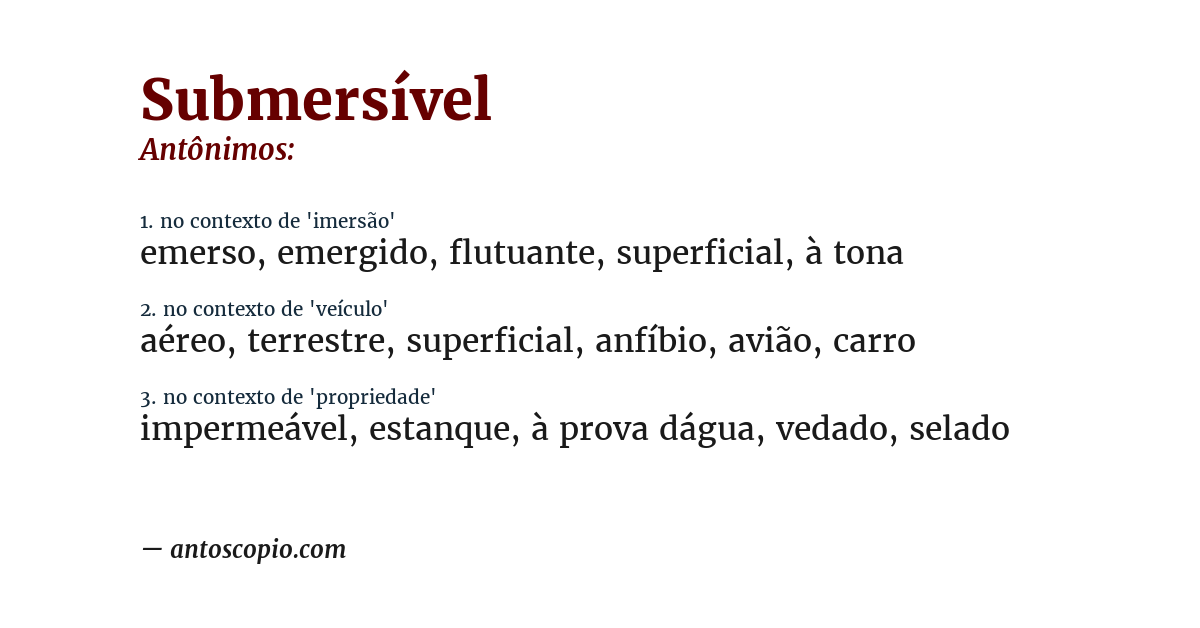 Antônimo de submersível