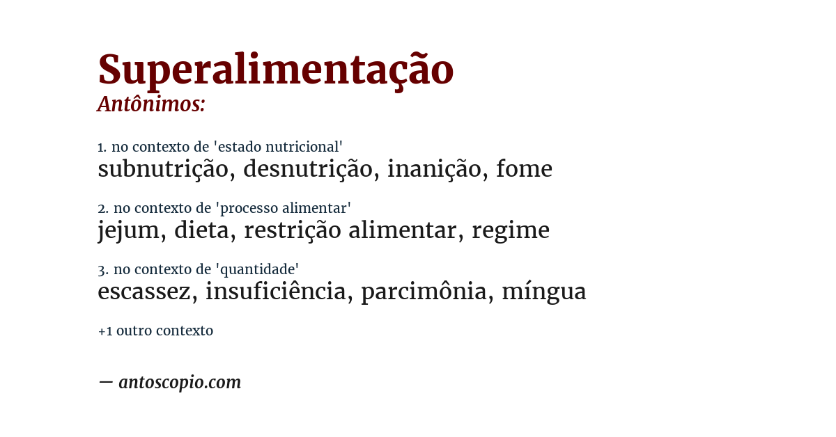 Antônimo de superalimentação