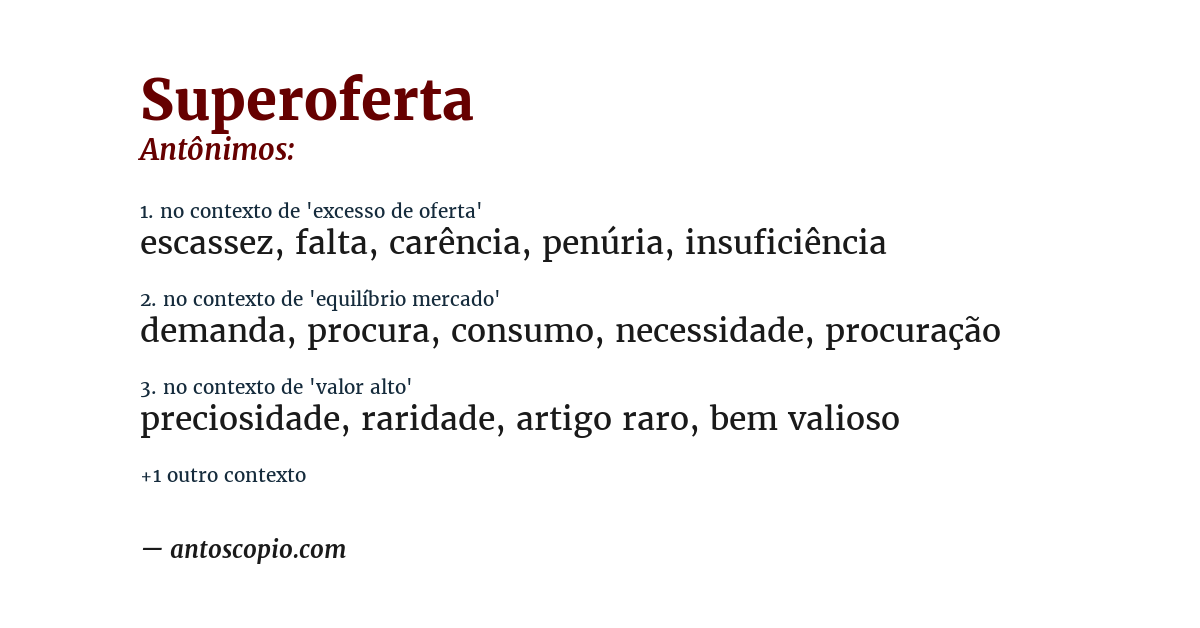 Antônimo de superoferta