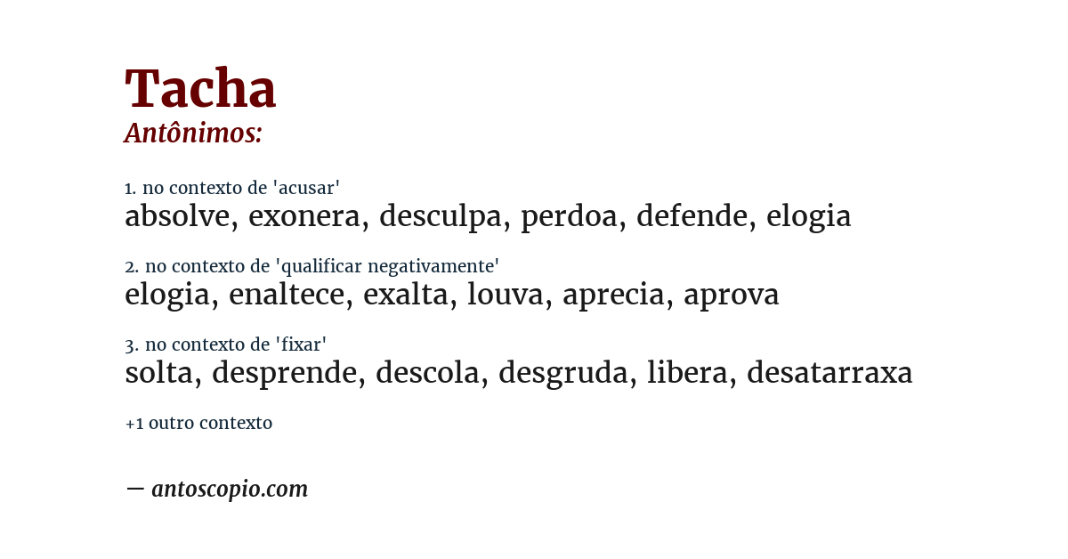 Antônimo de tacha