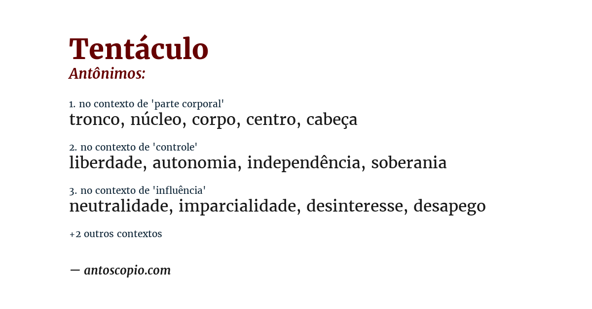 Antônimo de tentáculo