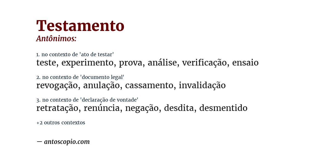 Antônimo de testamento