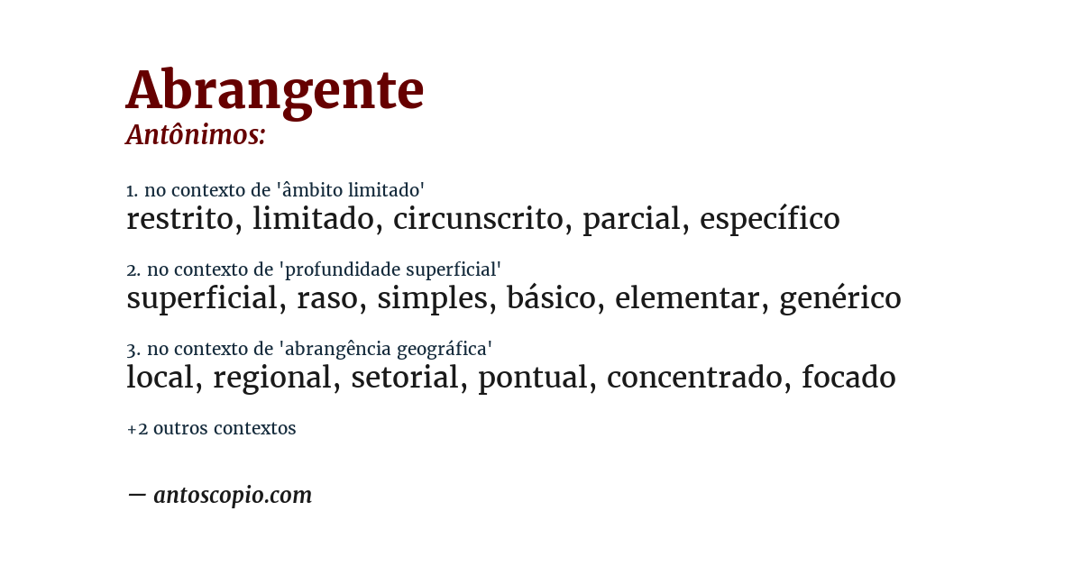 Antônimo de abrangente