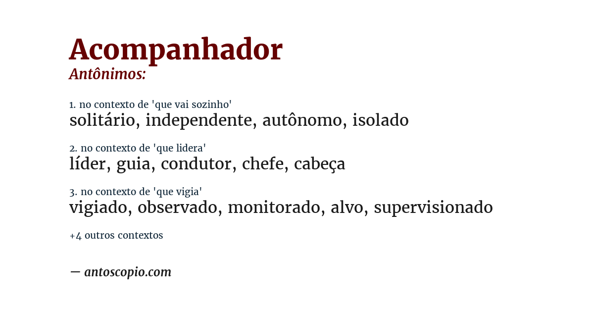 Antônimo de acompanhador