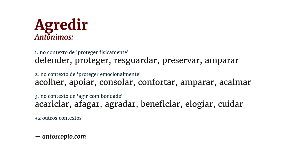 Antônimo de agredir