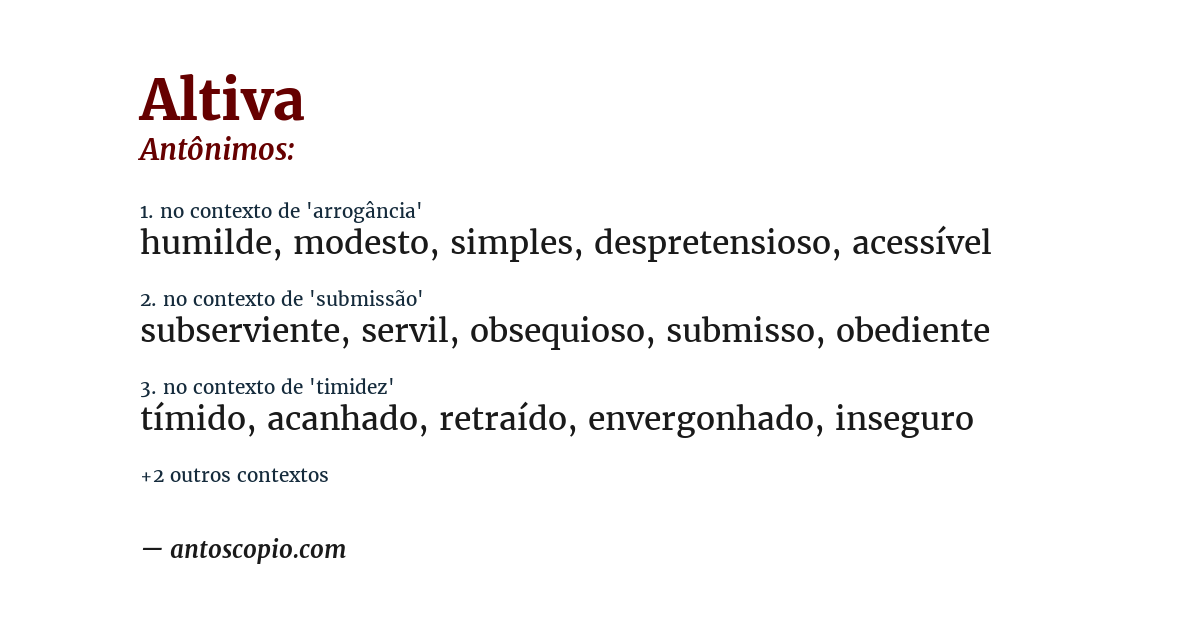 Antônimo de altiva