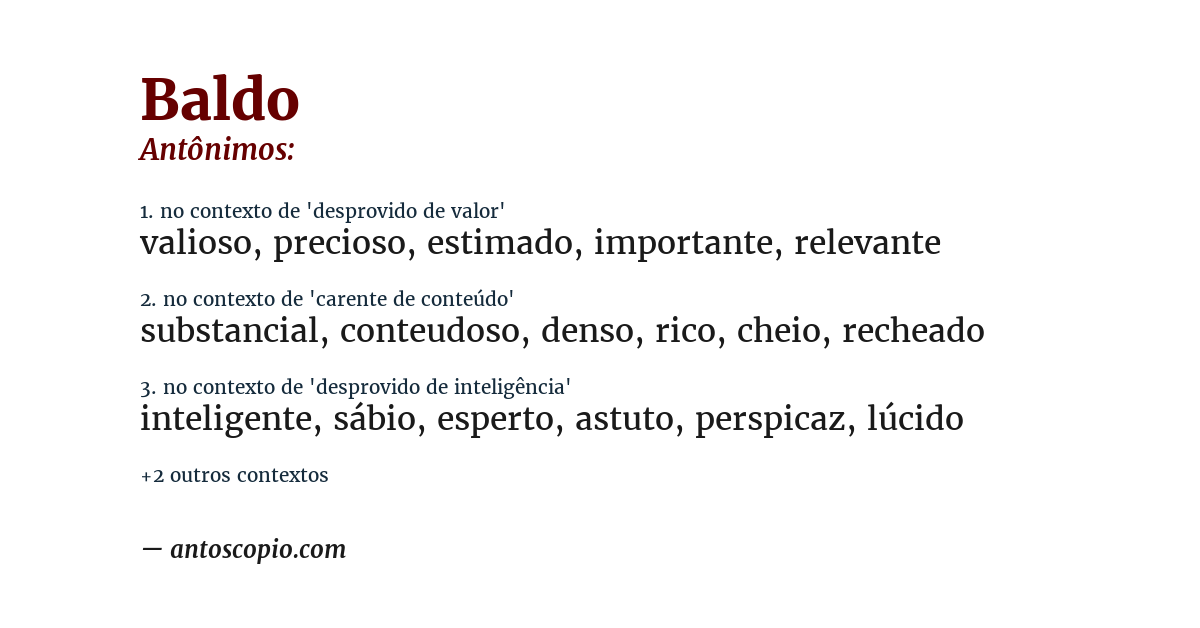 Antônimo de baldo