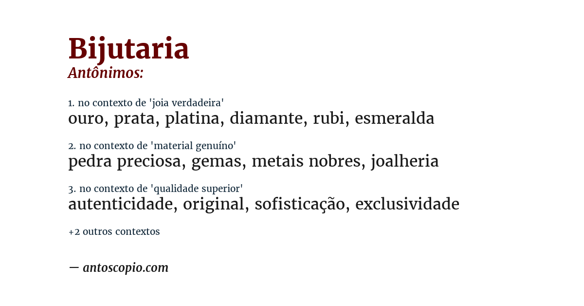 Antônimo de bijutaria