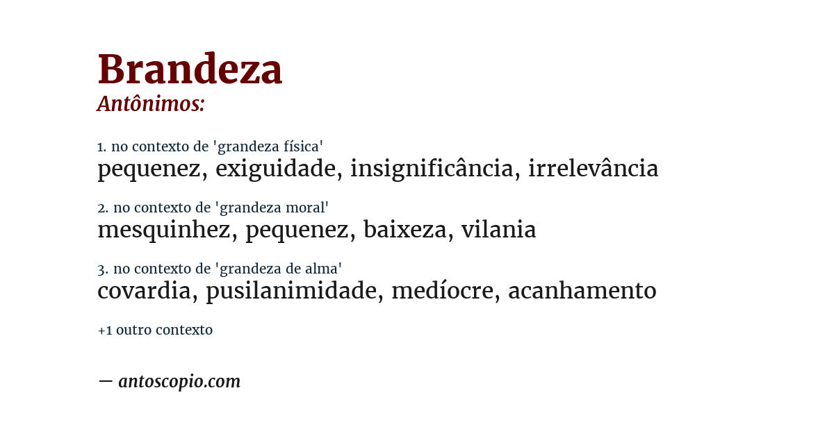 Antônimo de brandeza