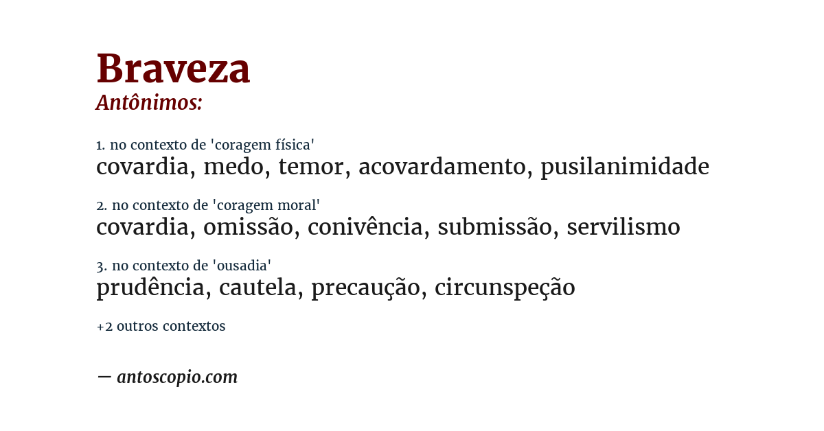 Antônimo de braveza