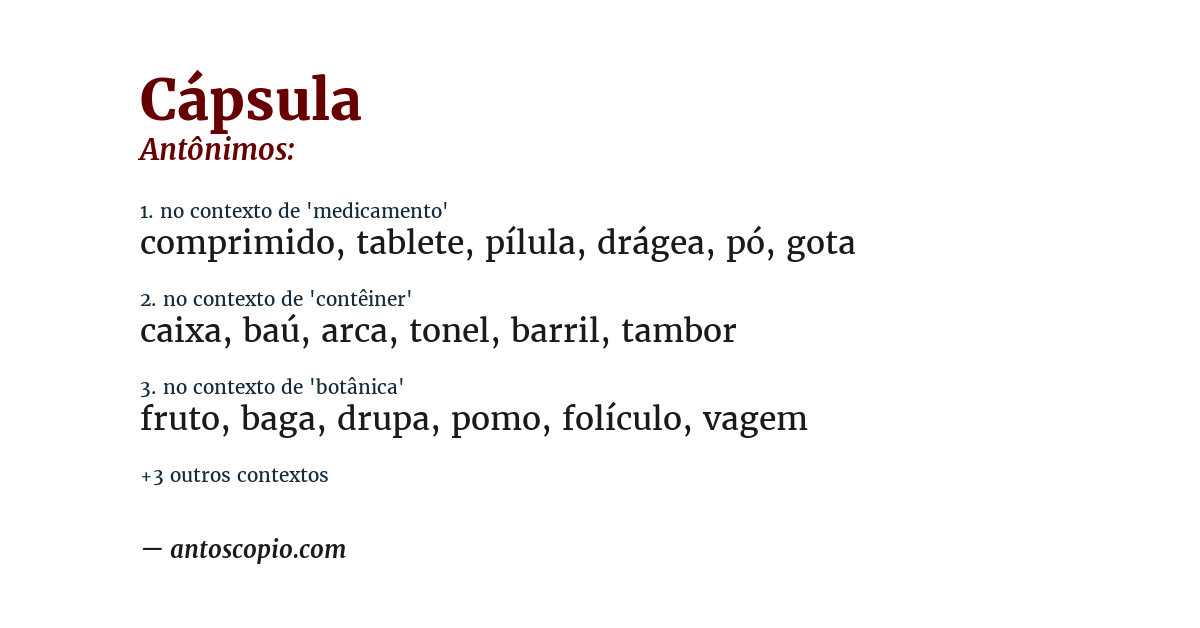 Antônimo de cápsula