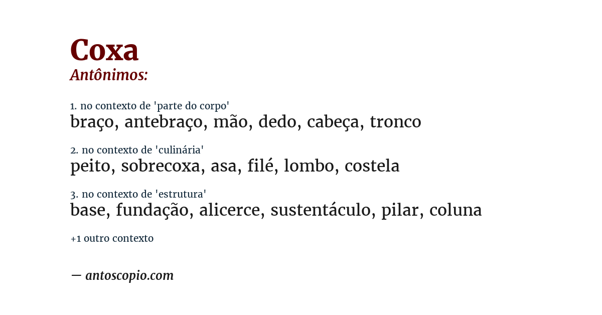 Antônimo de coxa