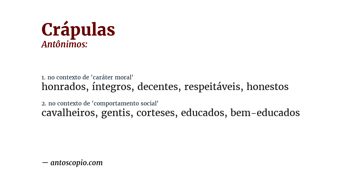 Antônimo de crápulas