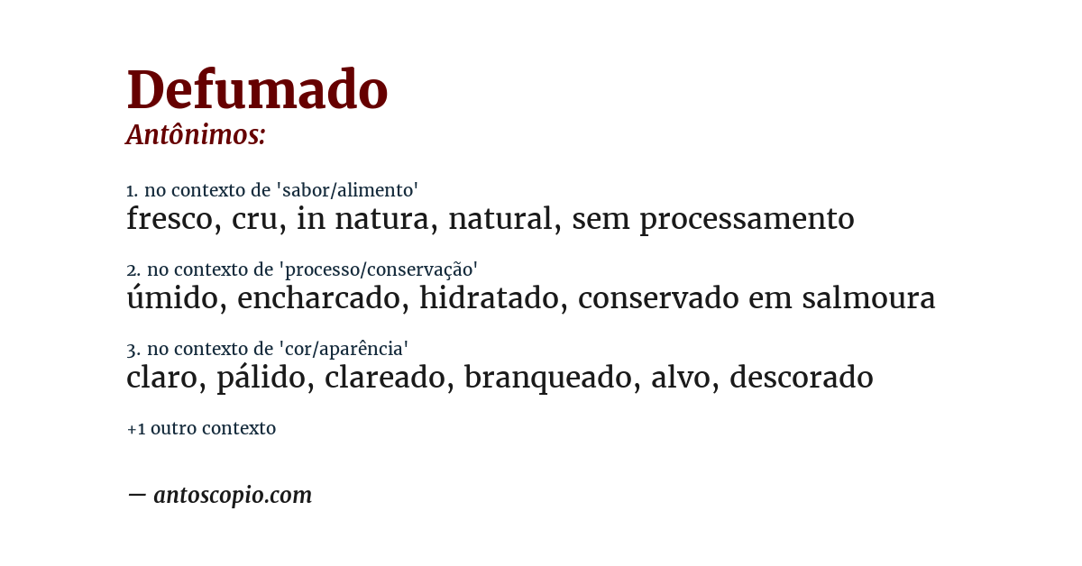 Antônimo de defumado