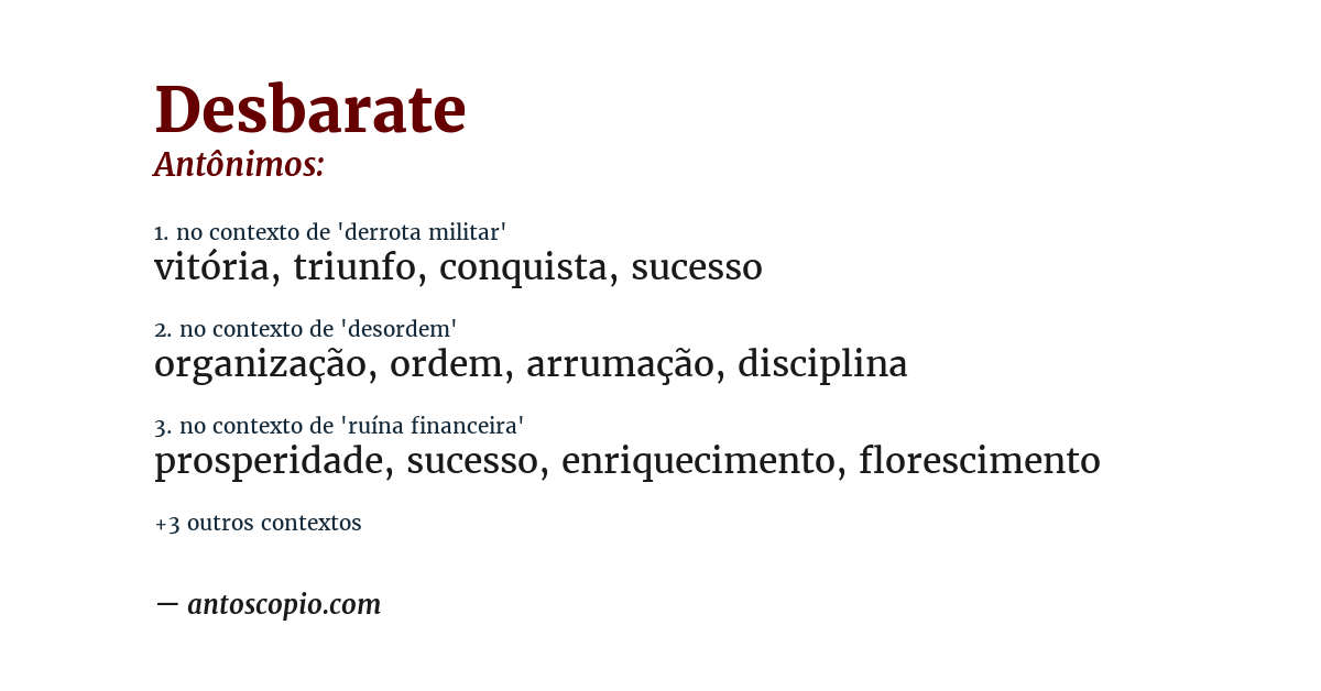 Antônimo de desbarate