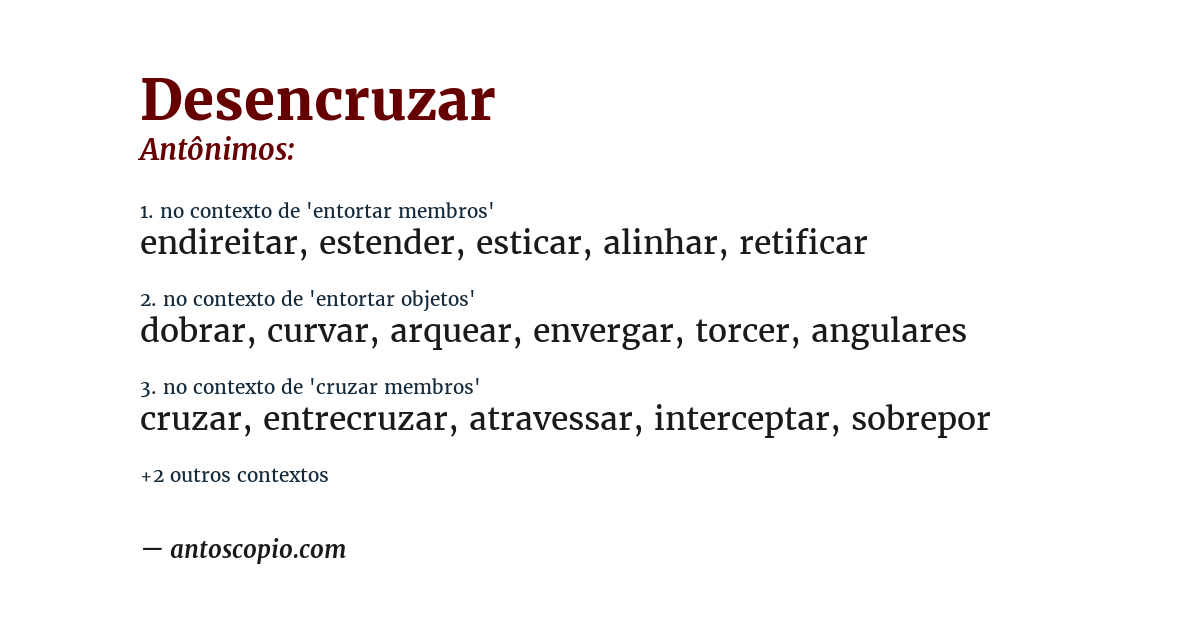 Antônimo de desencruzar