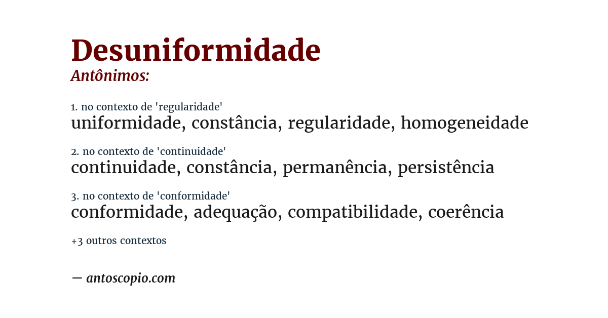 Antônimo de desuniformidade