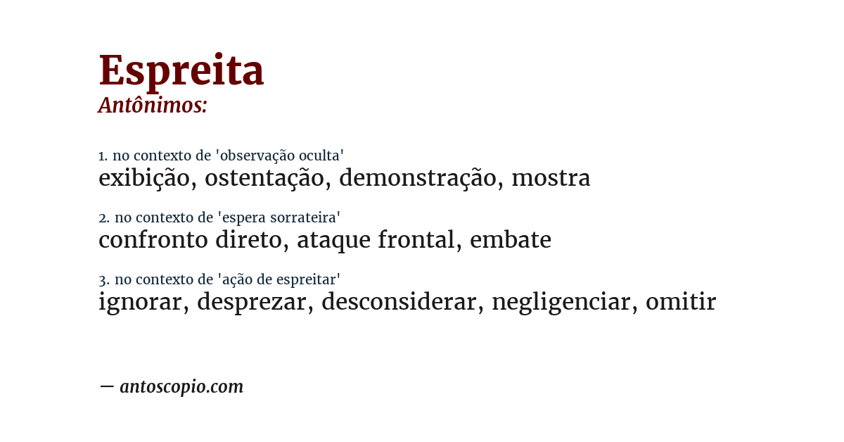 Antônimo de espreita