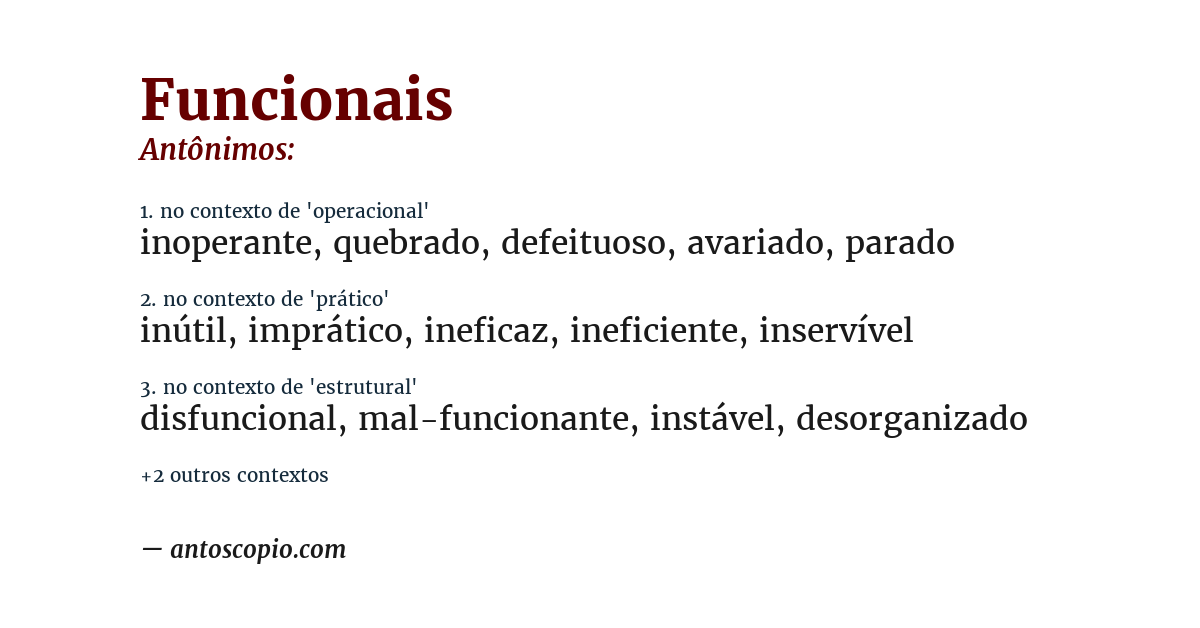 Antônimo de funcionais