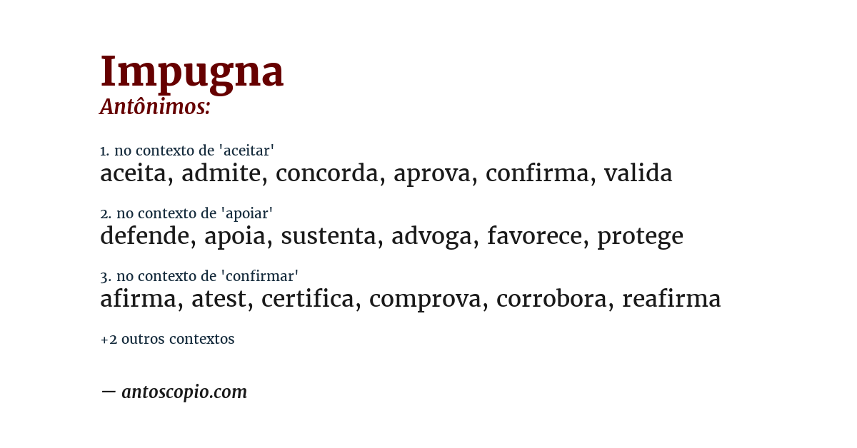 Antônimo de impugna