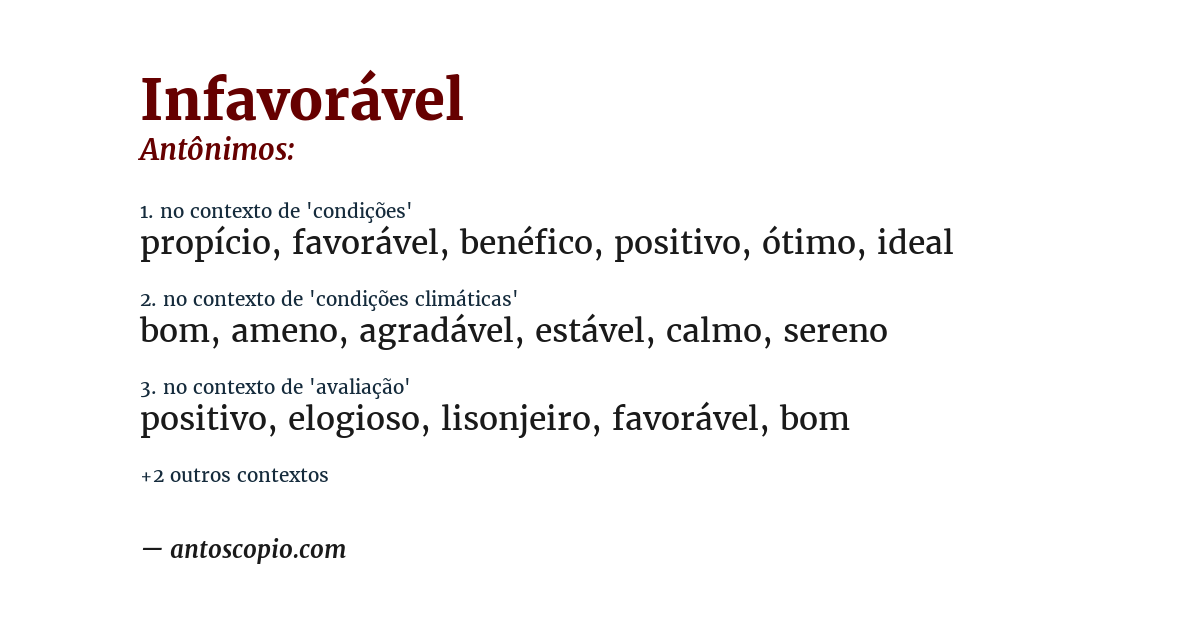 Antônimo de infavorável