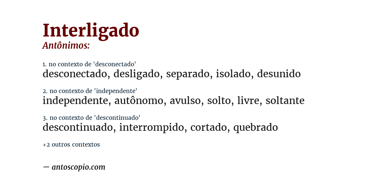 Antônimo de interligado