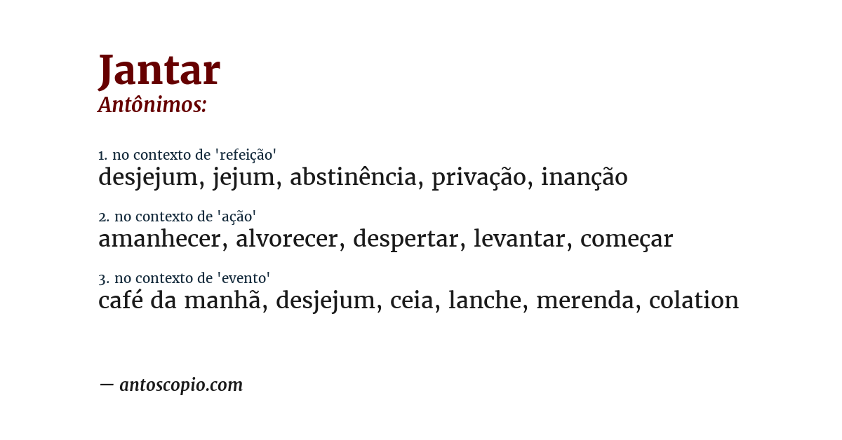Antônimo de jantar