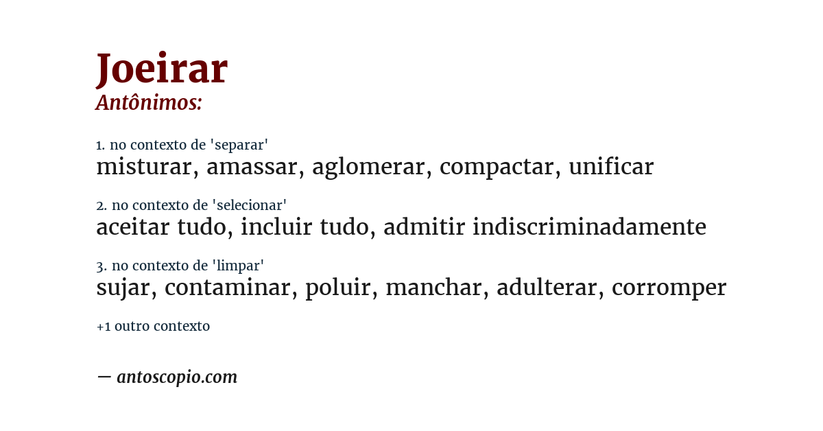 Antônimo de joeirar