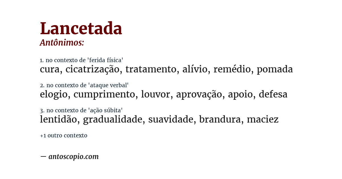 Antônimo de lancetada