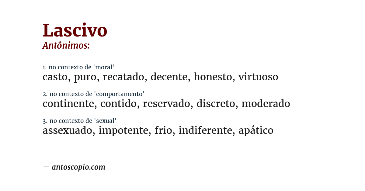 Antônimo de lascivo