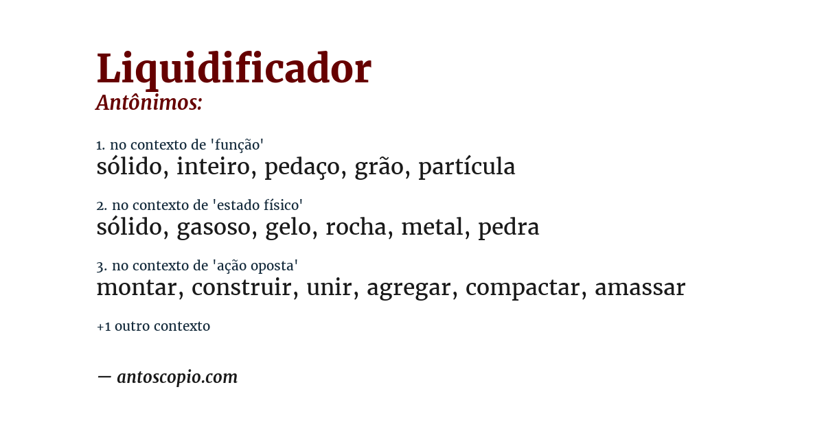Antônimo de liquidificador