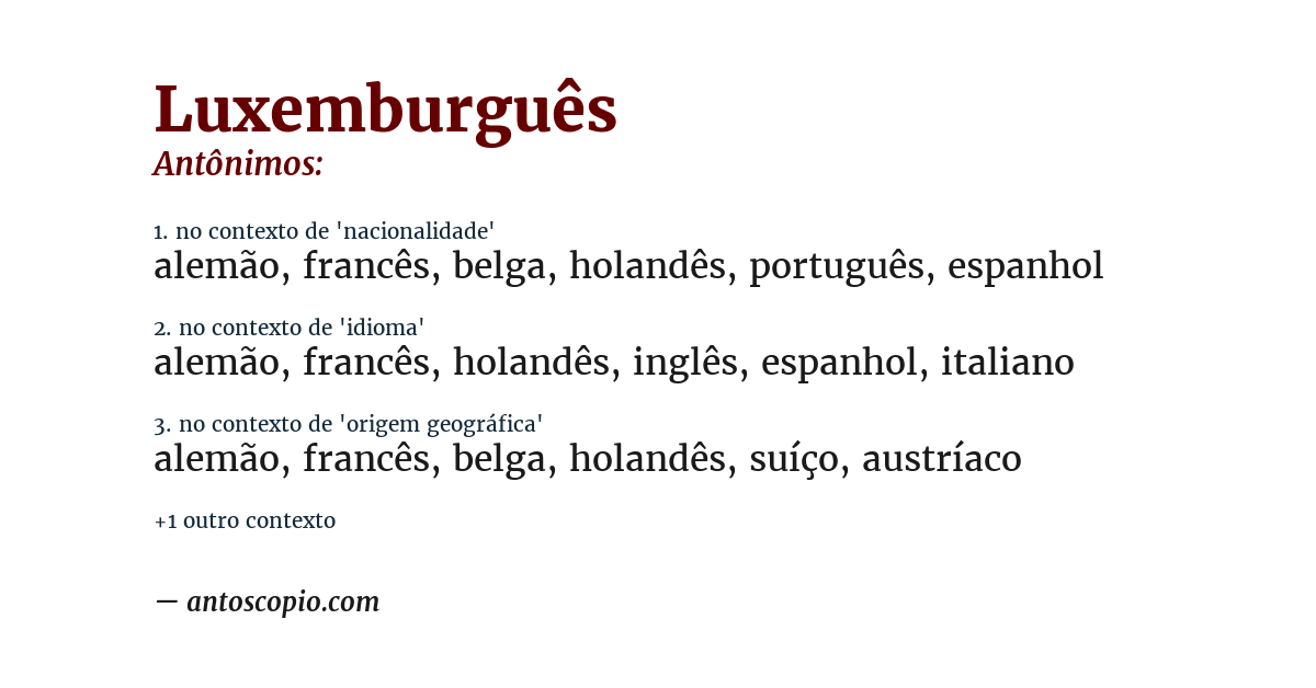 Antônimo de luxemburguês