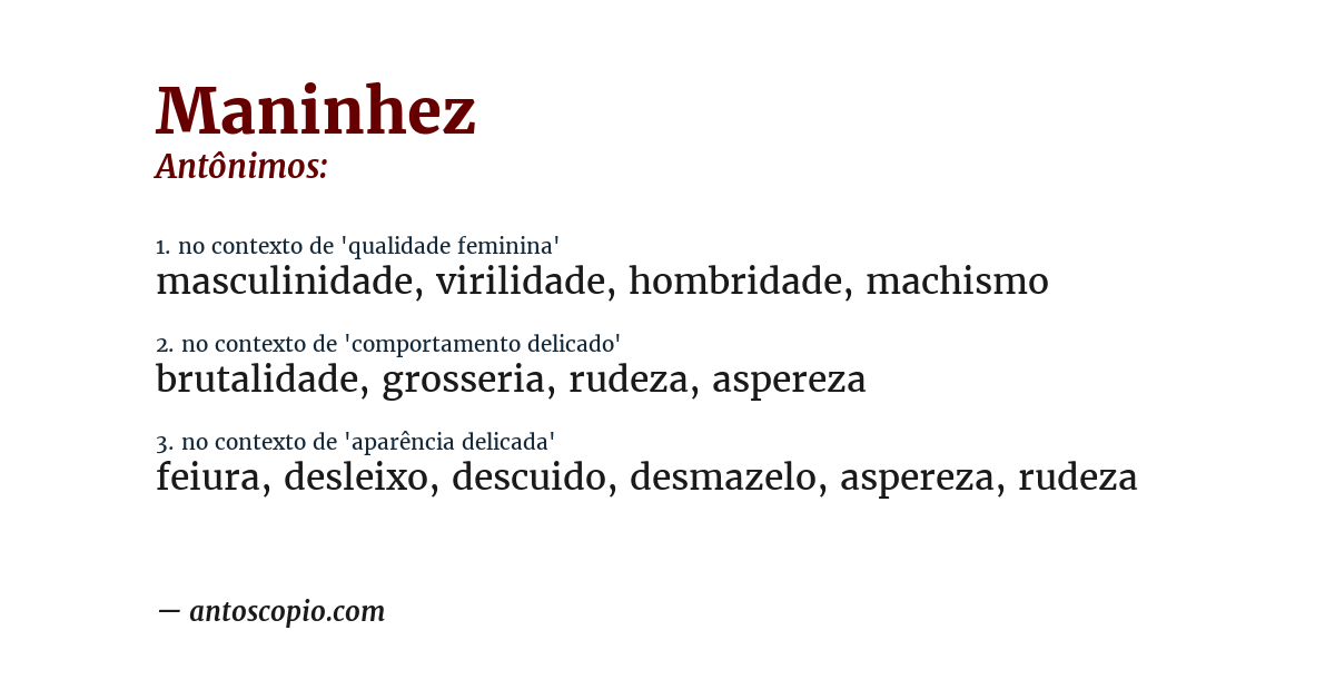 Antônimo de maninhez