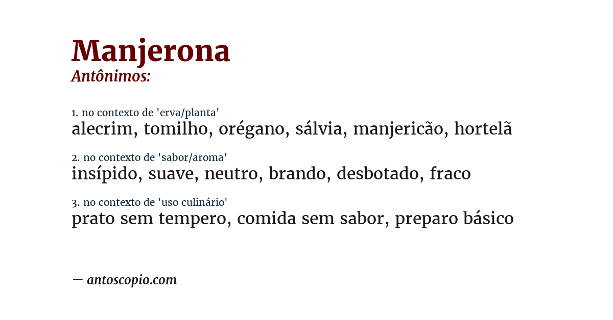 Antônimo de manjerona