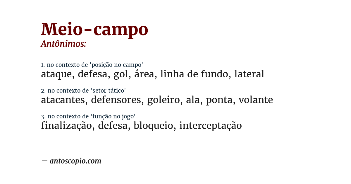 Antônimo de meio-campo