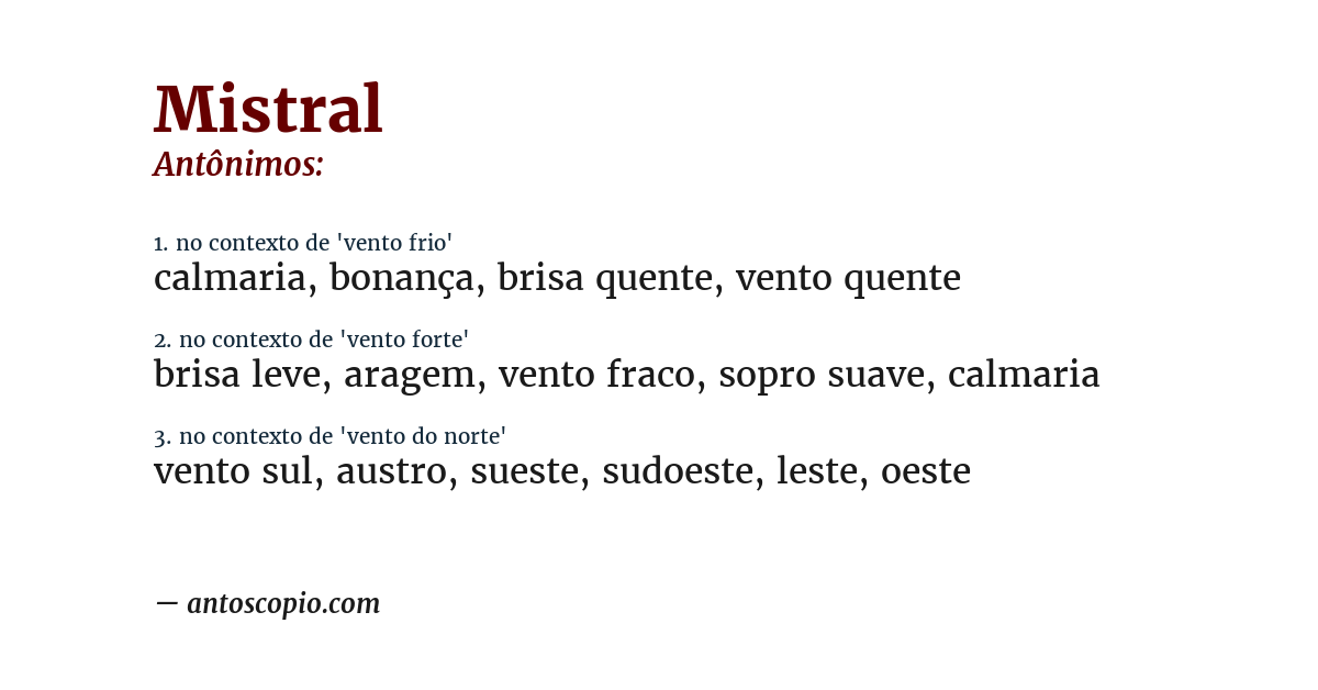 Antônimo de mistral