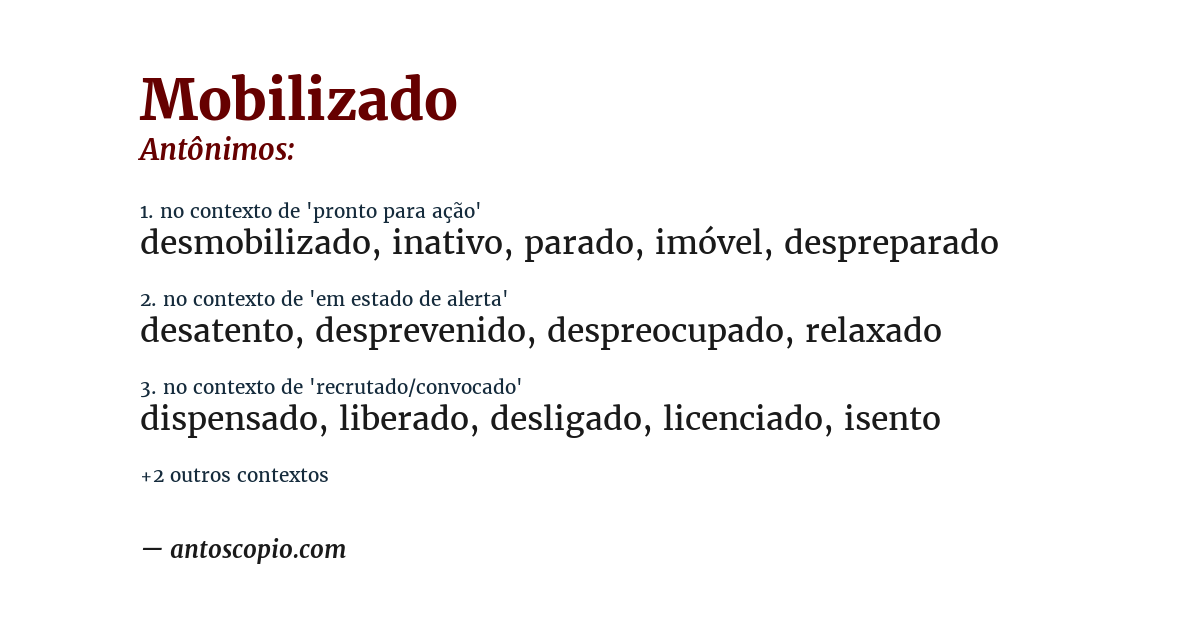 Antônimo de mobilizado
