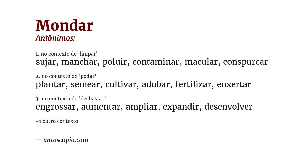 Antônimo de mondar