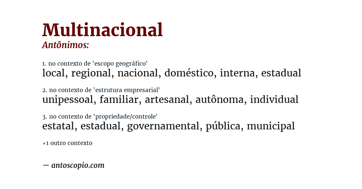 Antônimo de multinacional