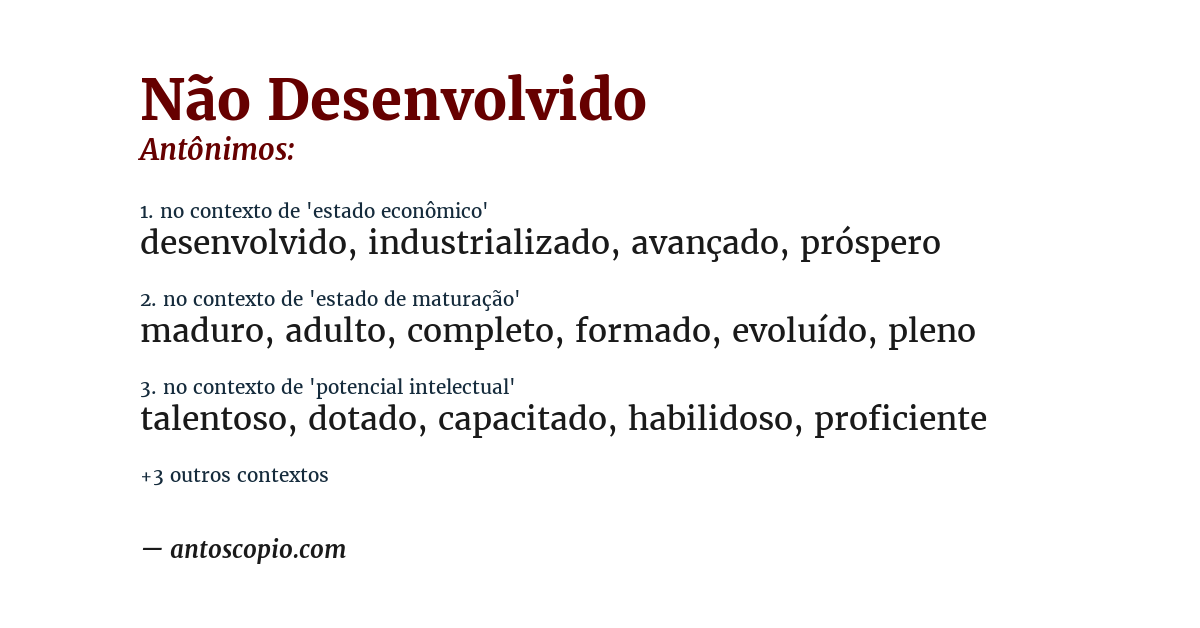 Antônimo de não desenvolvido