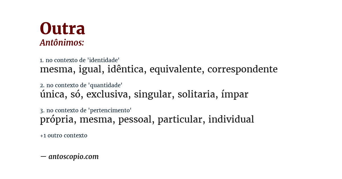 Antônimo de outra