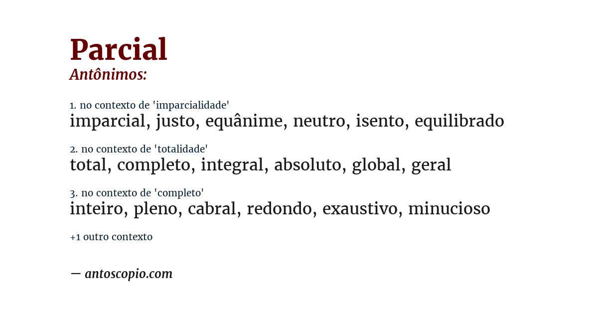 Antônimo de parcial