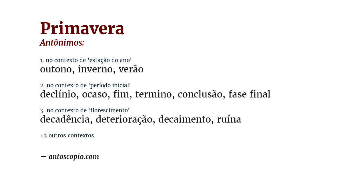 Antônimo de primavera