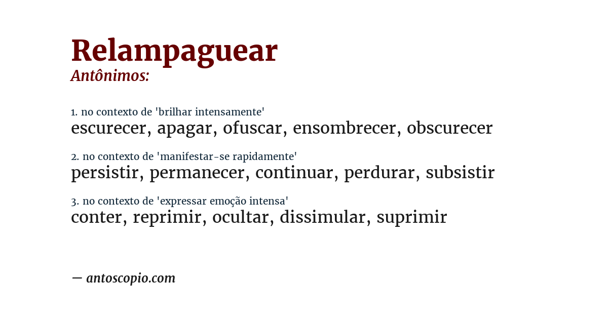 Antônimo de relampaguear