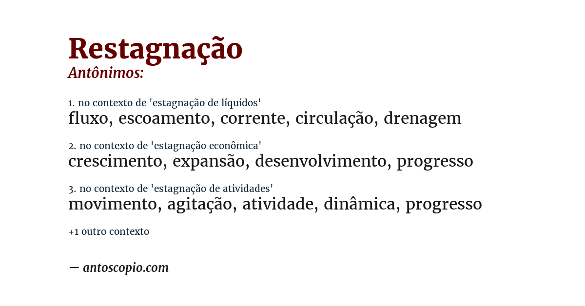 Antônimo de restagnação
